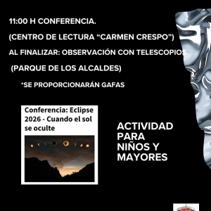 Actividad: Eclipse 2026. Conferencia y observación con telescopio
